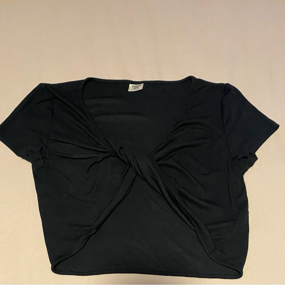 Black Twist Front Crop Top